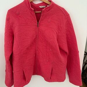 Laura Ashley Floral Quilted Bomber Jacket in Red